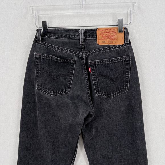 LEVIS Vintage 501 Jeans Womens 28 x 32 Black High Rise Button Fly 1990s Y2K - Picture 4 of 15